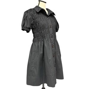 Cool Attitude Black Smocked Button Front Dress Medium Large Y2K Goth Grunge